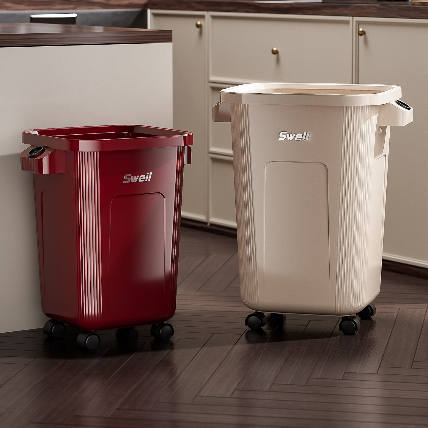 Commercial Kitchen Garbage Can - Contenedor de Basura Grande con Ruedas,