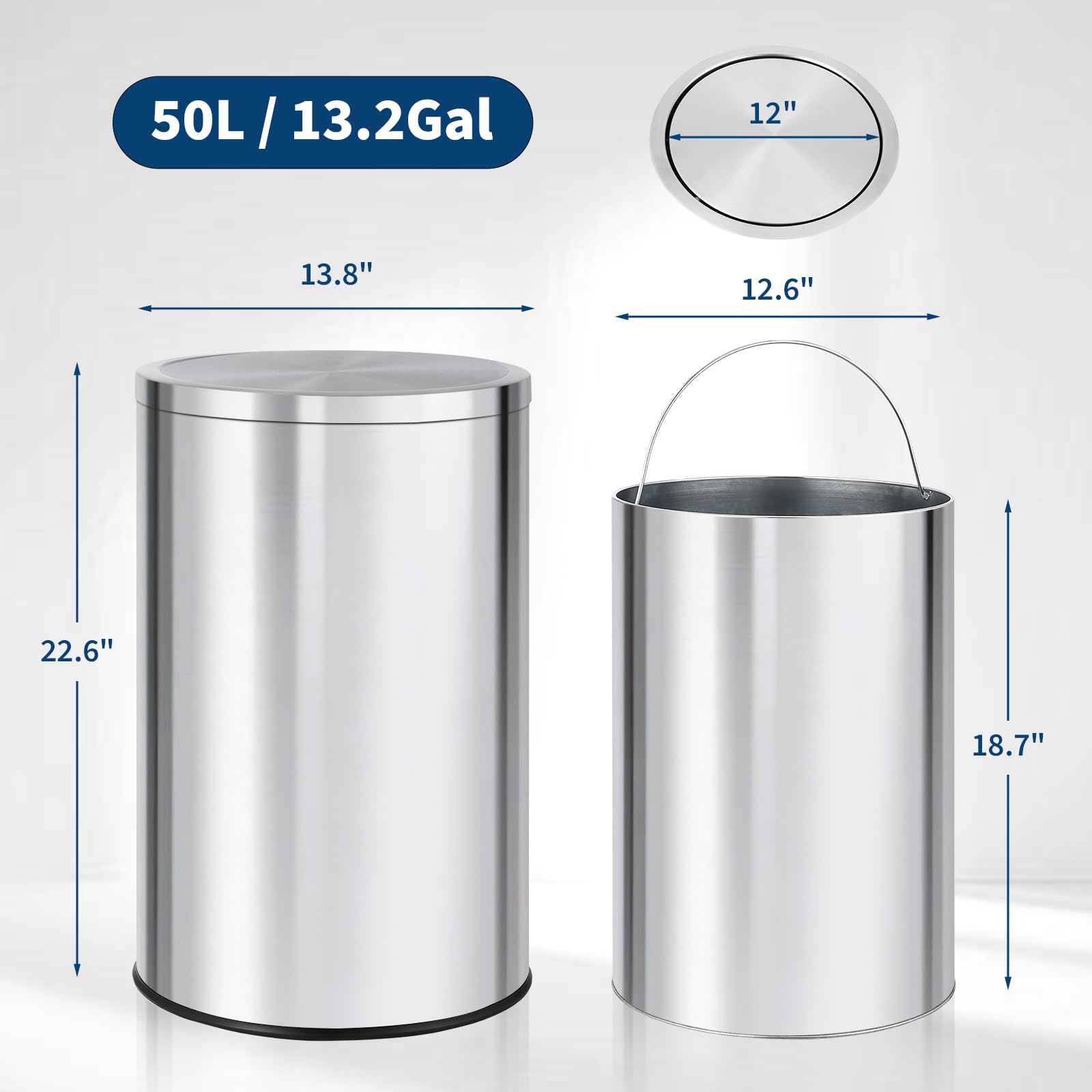 Commercial Kitchen Garbage Can - Cubo de Basura Redondo de 13