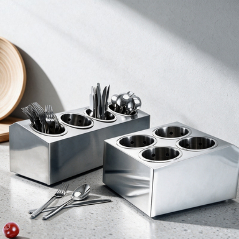 Commercial Kitchen Knife Storage - Cesta de acero inoxidable para cubiertos