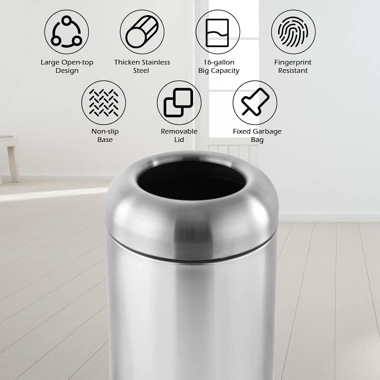Cubo de basura grande de acero - Commercial Kitchen Garbage Can reseña y precio