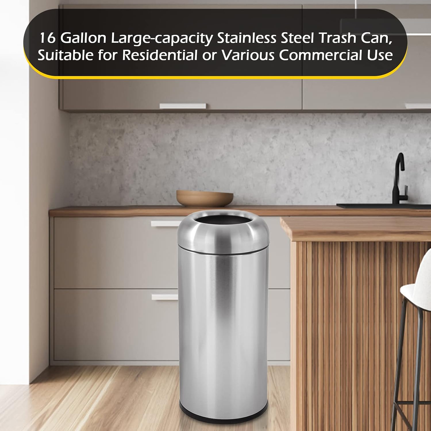Cubo de basura grande de acero - Commercial Kitchen Garbage Can reseña y precio